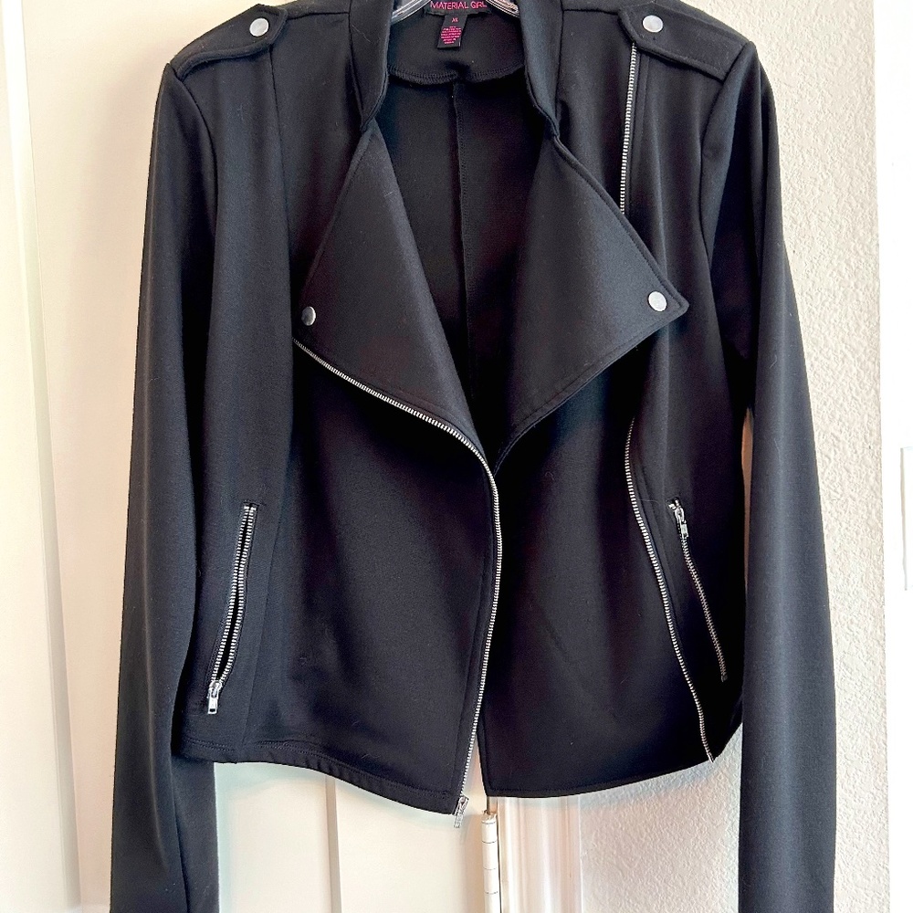 Black Fancy Moto Style Jacket. SUPER FAST SHIPPING